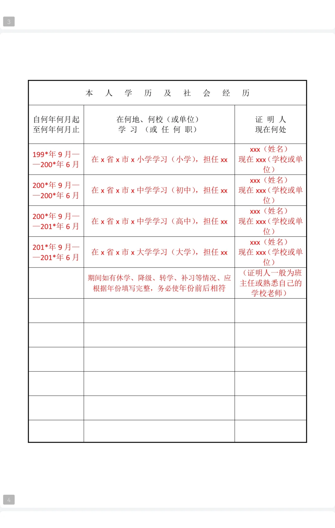 高中毕业登记表是什么图片