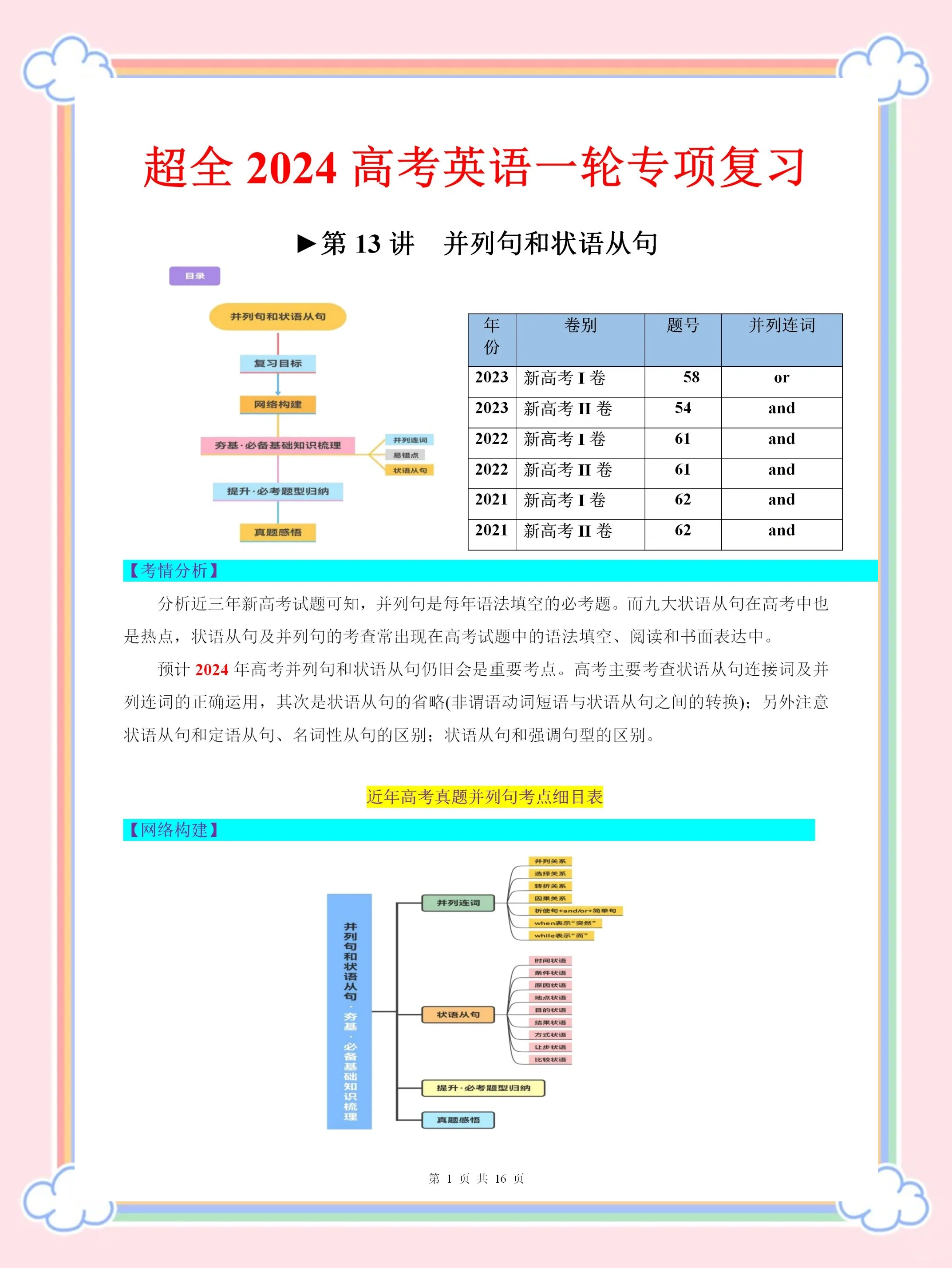 �高考英语一轮复习:并列句与状语从句详解