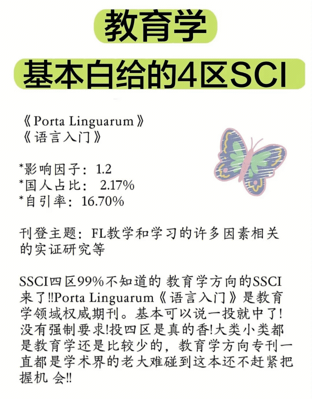 教育学4区sci期刊推荐:一投即中!