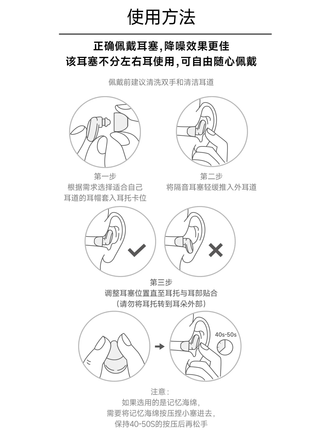 硅胶耳塞的正确戴法图片